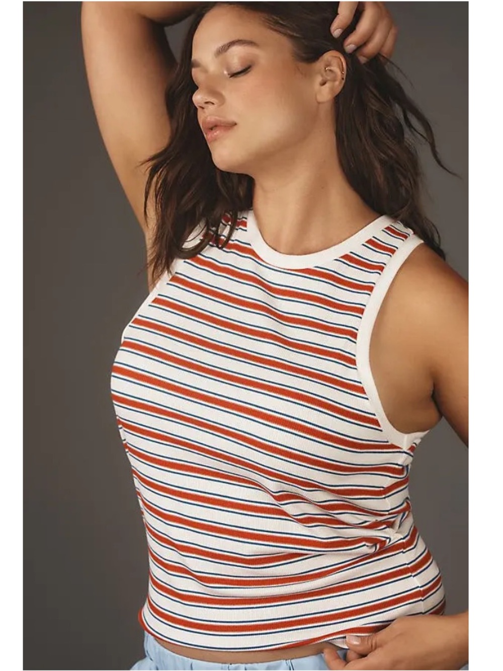 Maeve White Ribbed Tank - Picture 5 of 12